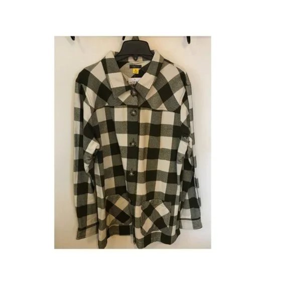 Cabela's Women's Long Buffalo Plaid Check Flannel Shirt Jacket Shacket XL $50 - Picture 1 of 7